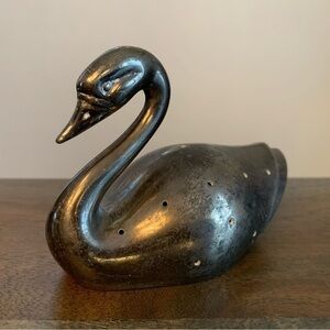 Swan Toothpick Holder Silver Colored Metal Vintage Stamped.